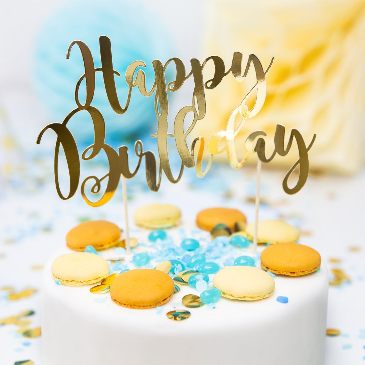 PartyDeco Cake Topper Happy Birthday - Goud