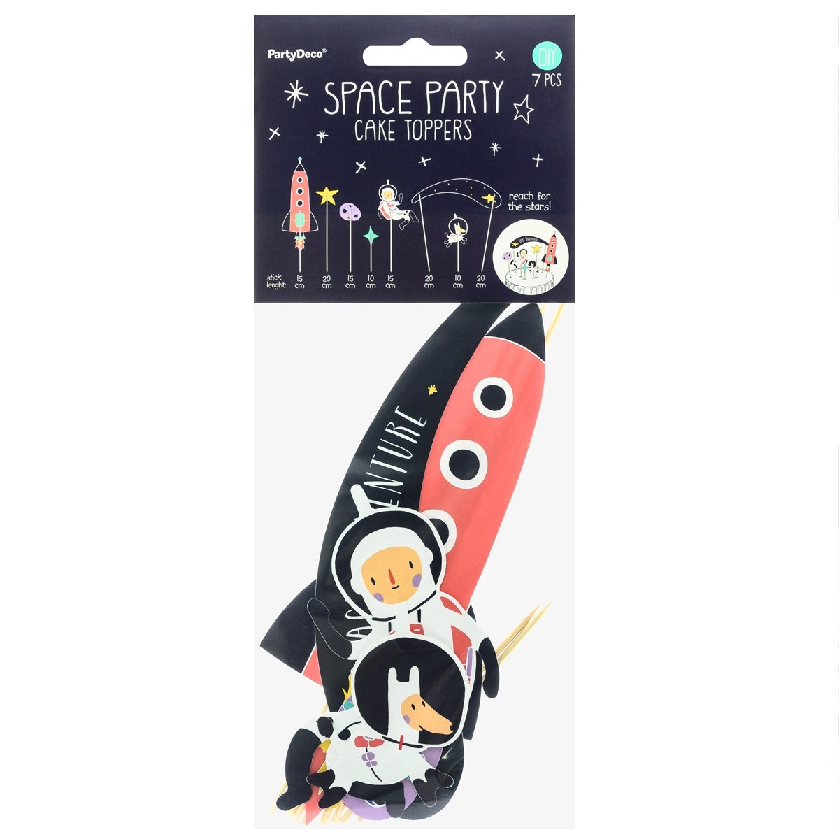 PartyDeco Cake Toppers Ruimte Set/7