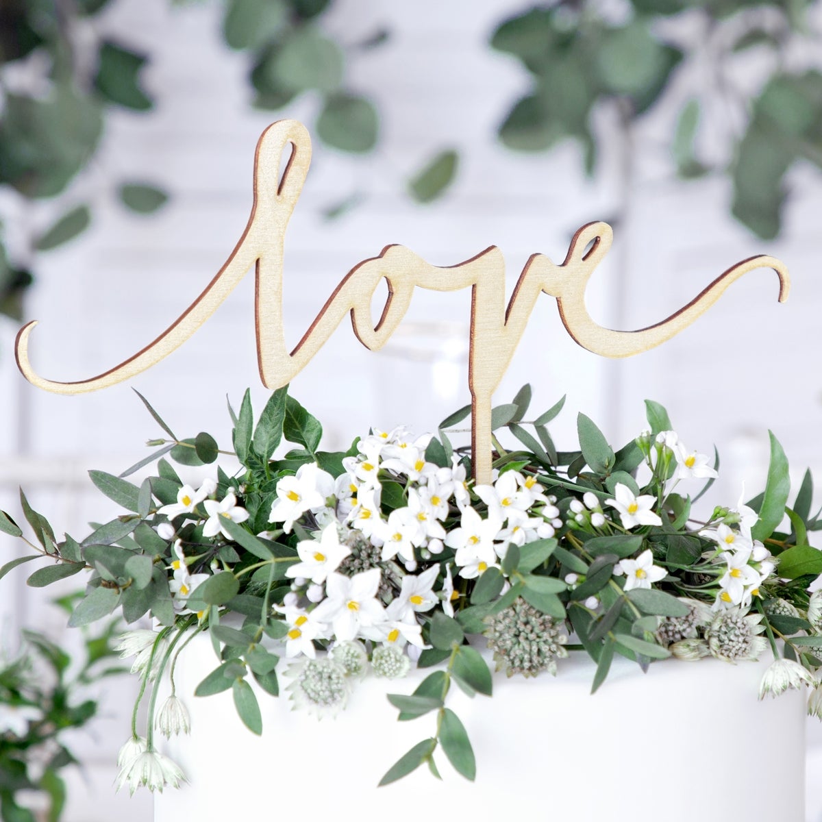 PartyDeco Houten Cake Topper - Love