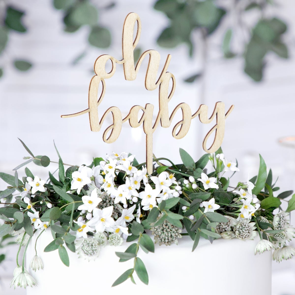 PartyDeco Houten Cake Topper - Oh Baby