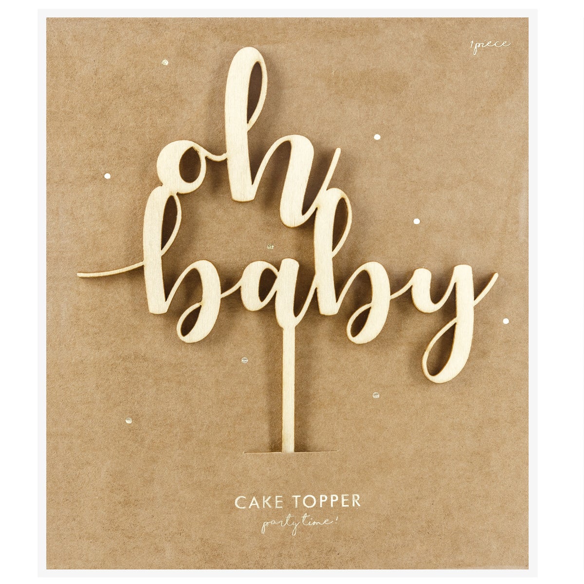 PartyDeco Houten Cake Topper - Oh Baby