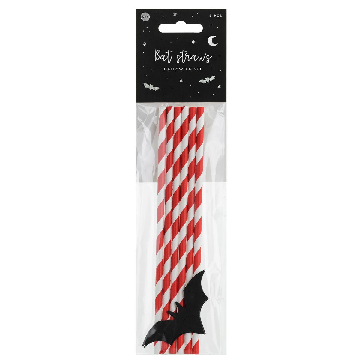 PartyDeco Papieren rietjes Vleermuizen pk/6