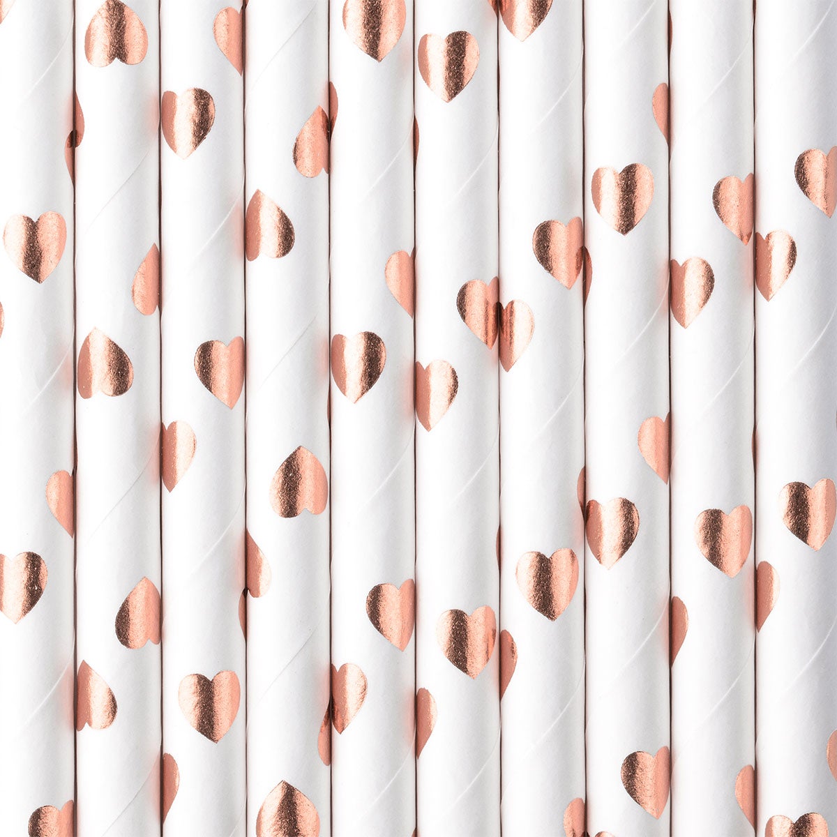 PartyDeco Papieren Rietjes hartjes rosegoud pk/10
