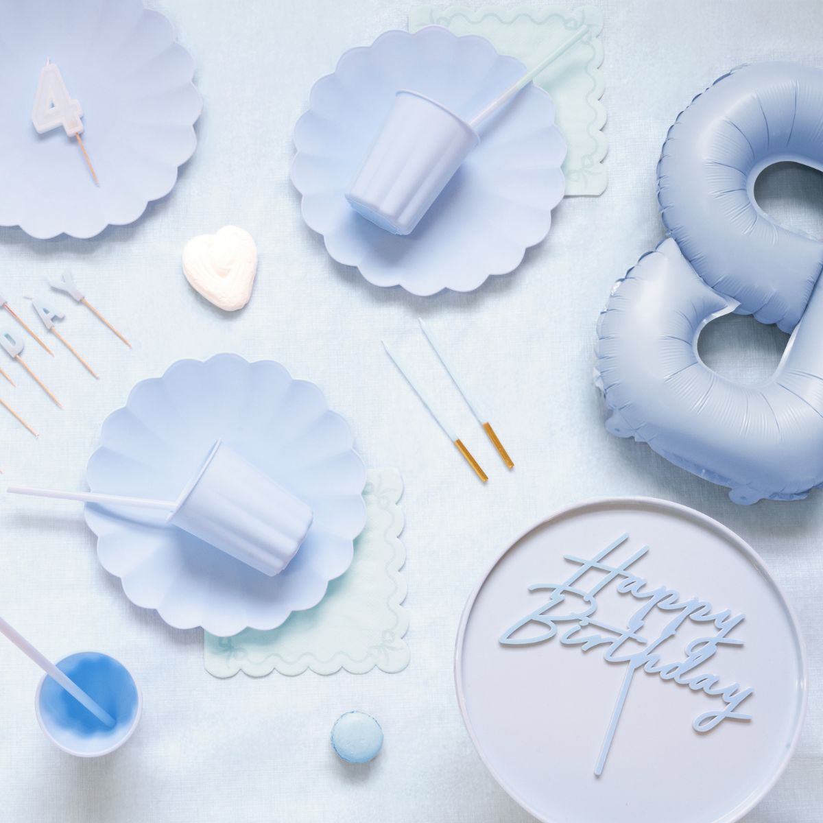 PartyDeco Kaarsen Blauw/Goud 12/pcs