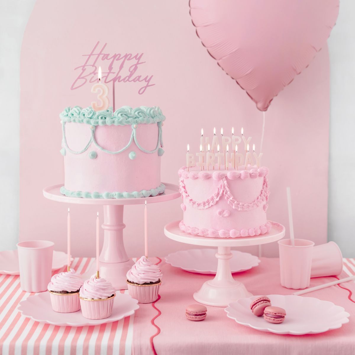 PartyDeco Kaarsen Roze/Goud 12/pcs