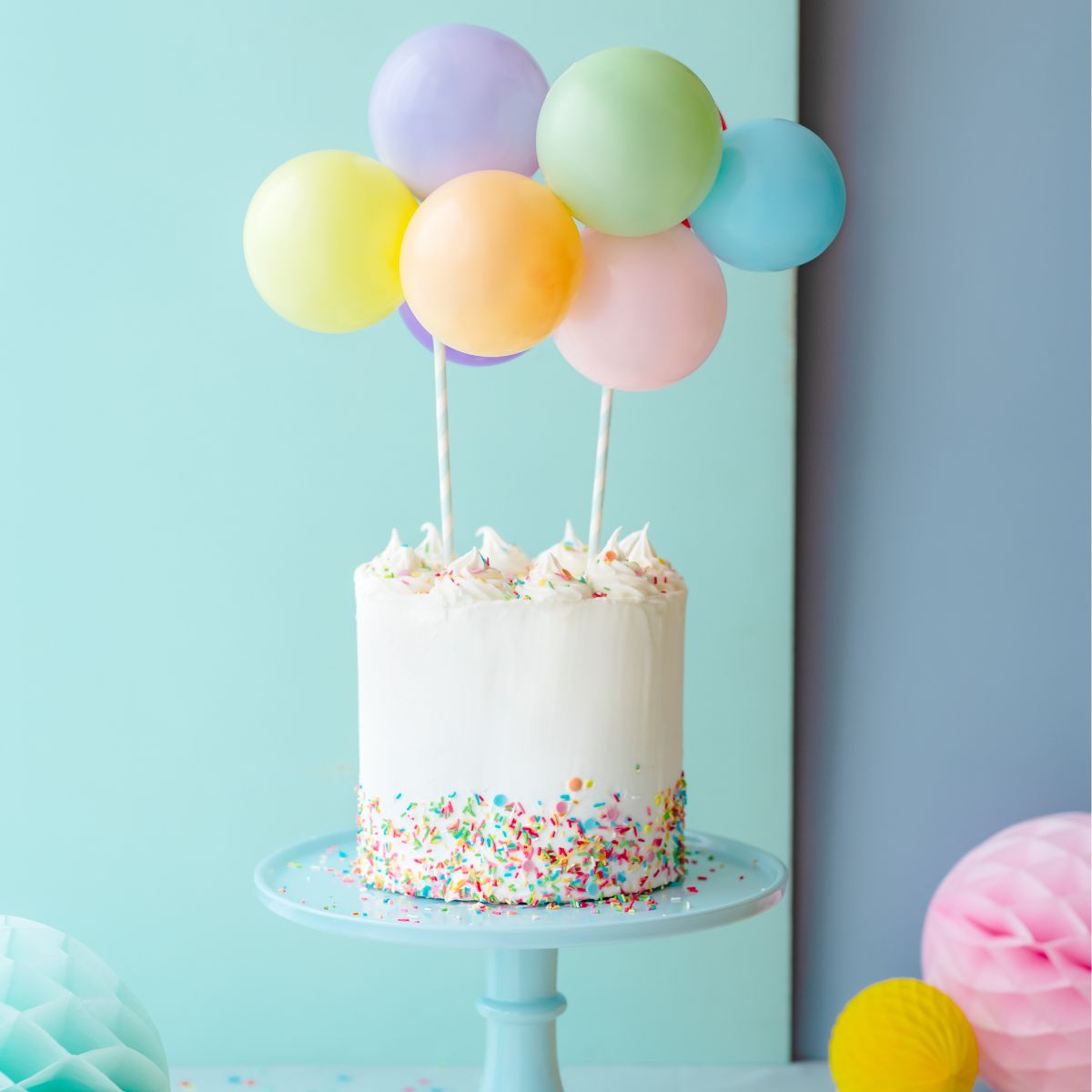 PartyDeco Ballon-Cake Topper Kit 29cm - Regenboog