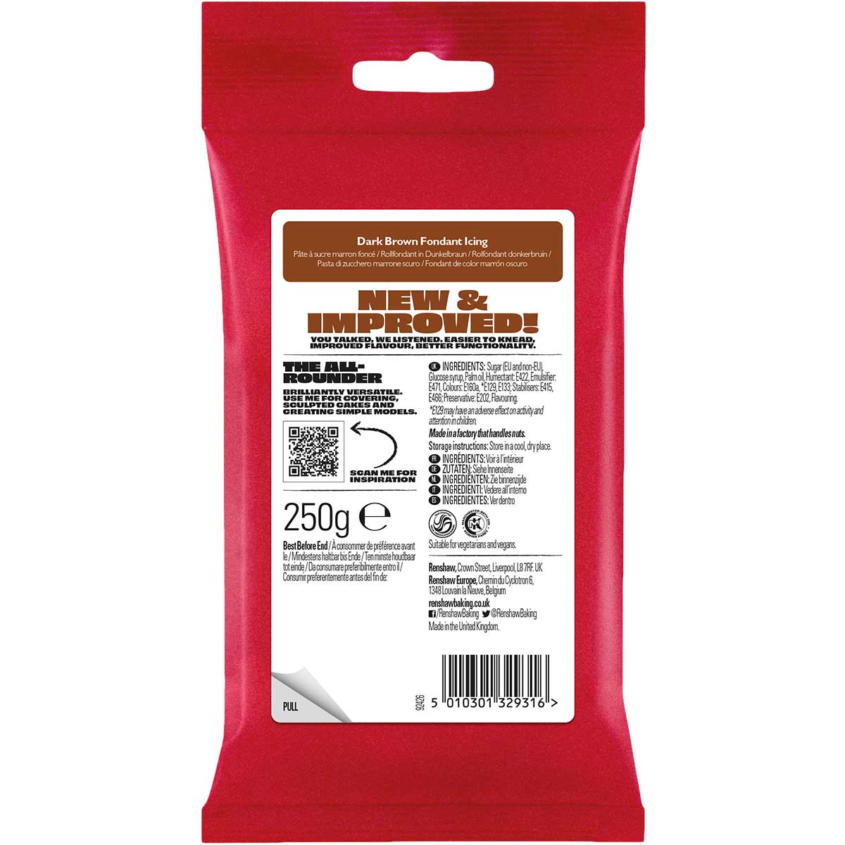 Renshaw Fondant Icing Dark Brown 250g