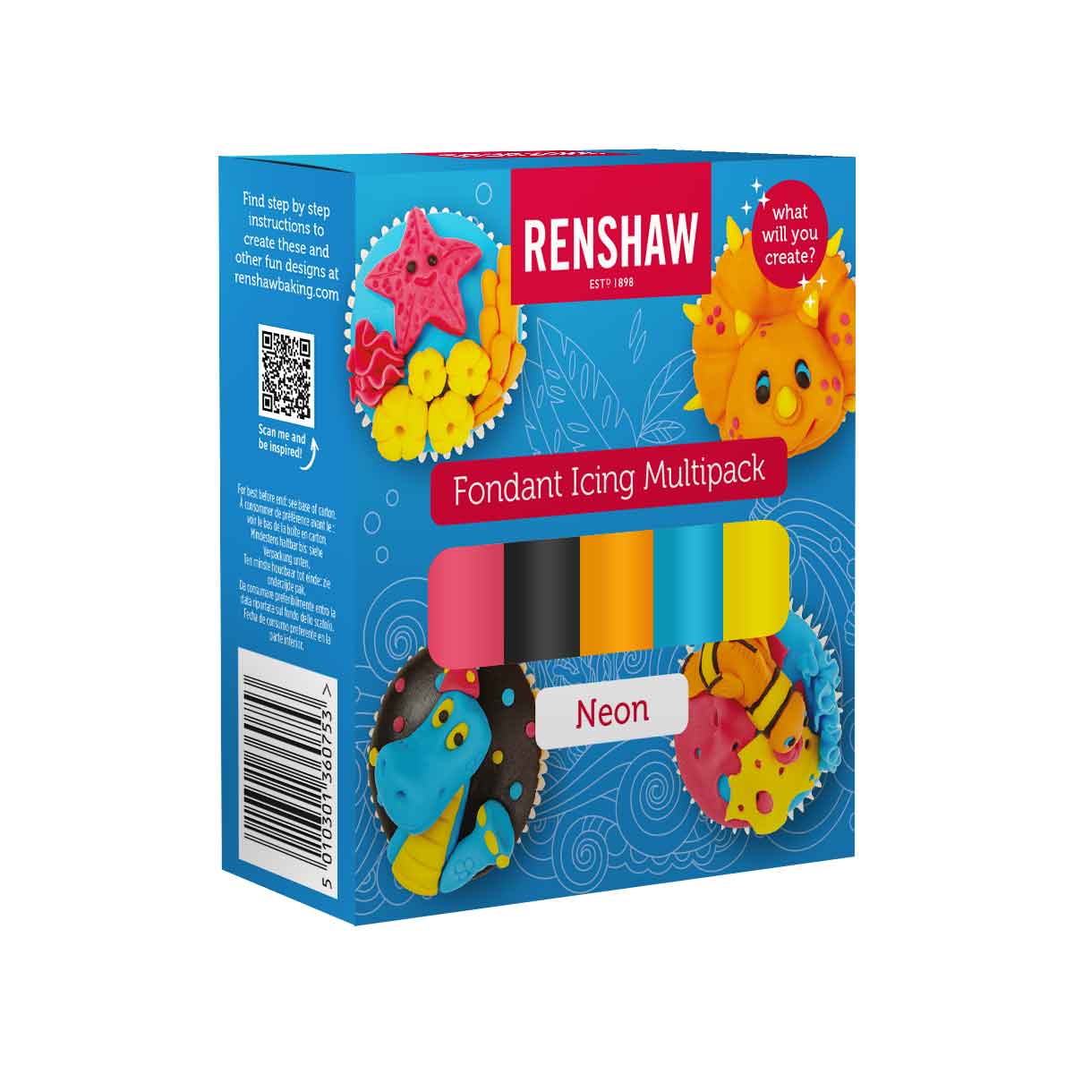 Renshaw Fondant Icing Multipack Neon Kleuren 5x100g