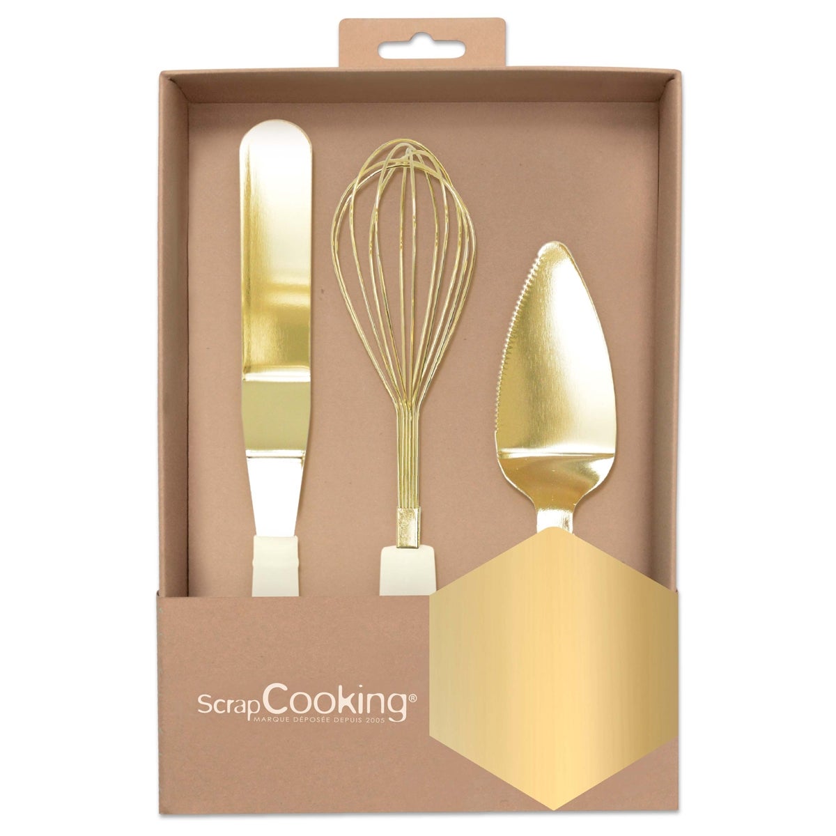 ScrapCooking Gouden Spatel/Garde/Taartschep Set/3