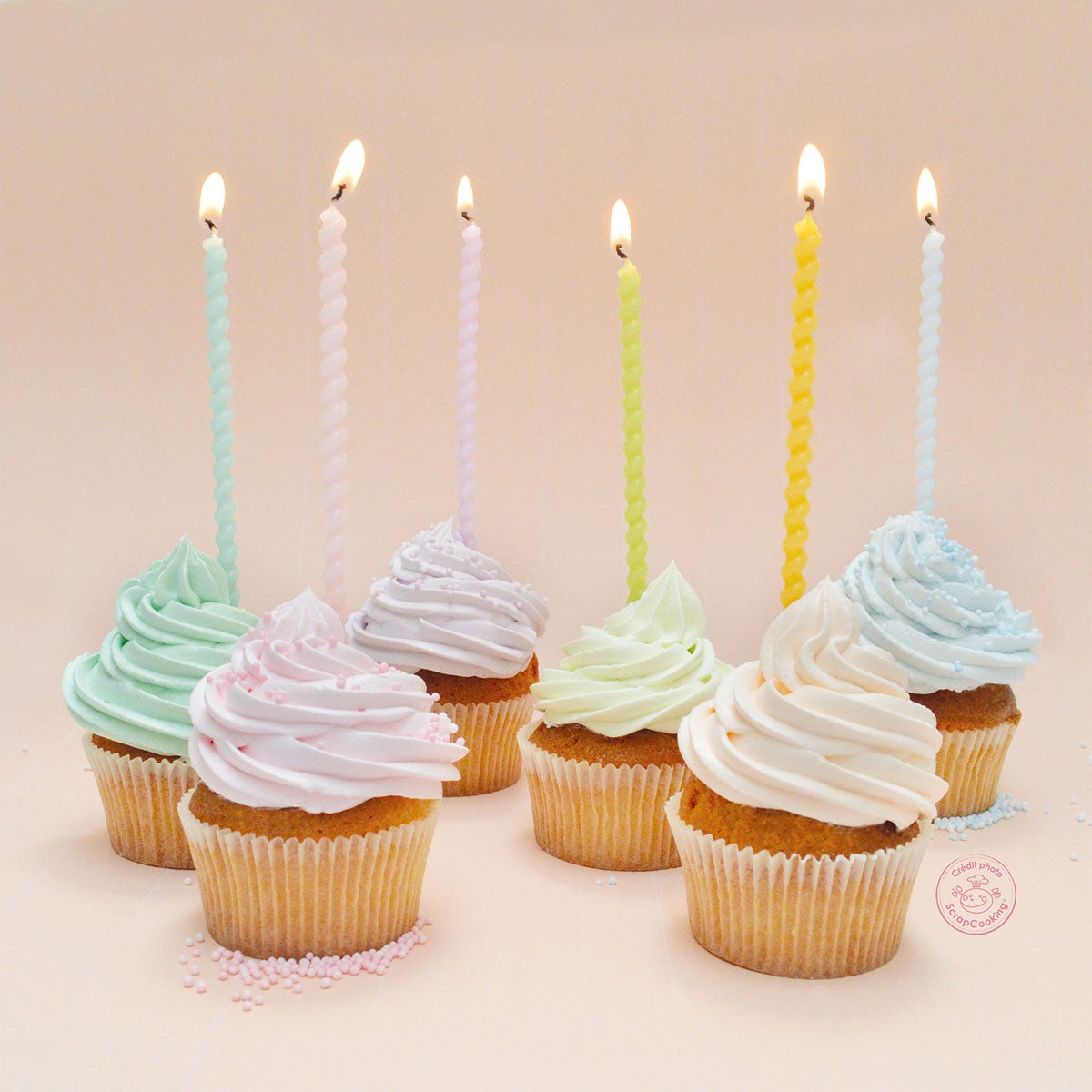 Scrapcooking Lange Gedraaide Pastelkaarsen 12 cm pk/12