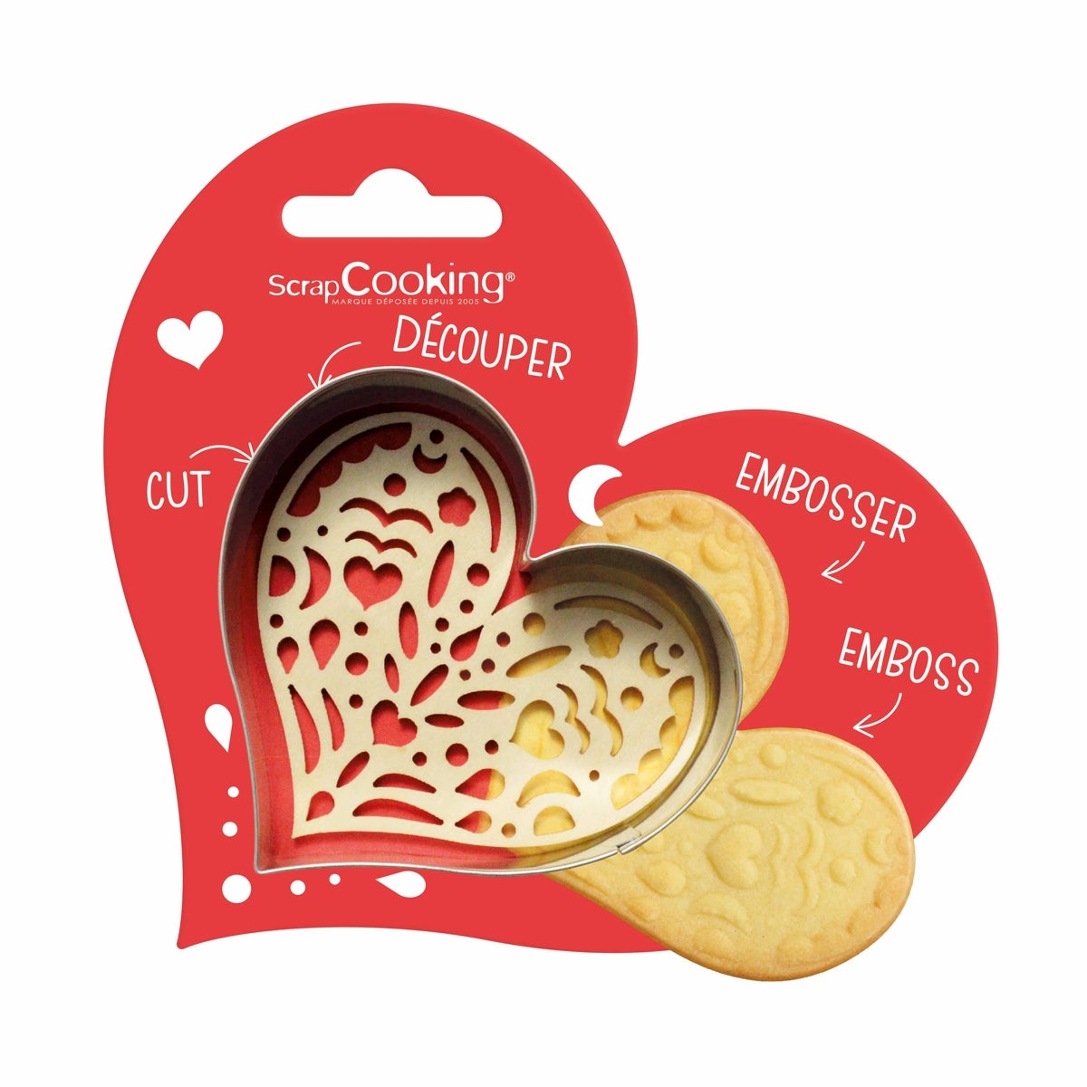 Scrapcooking Koekjesuitsteker & Embosser Hart