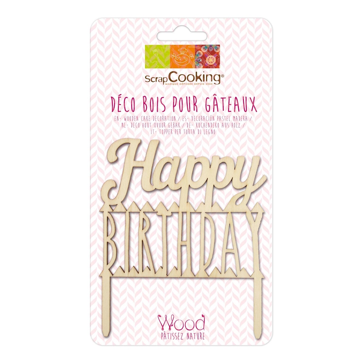 Scrapcooking Houten Taarttopper Happy Birthday