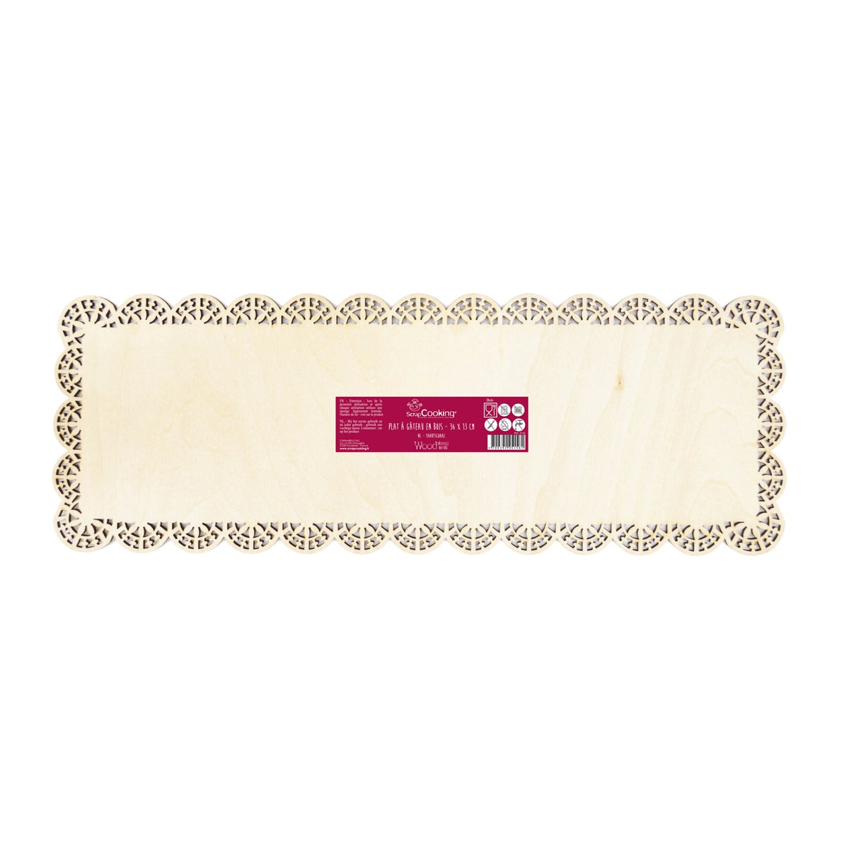 Scrapcooking Houten Plaat met Kant Rechthoek 36x13cm