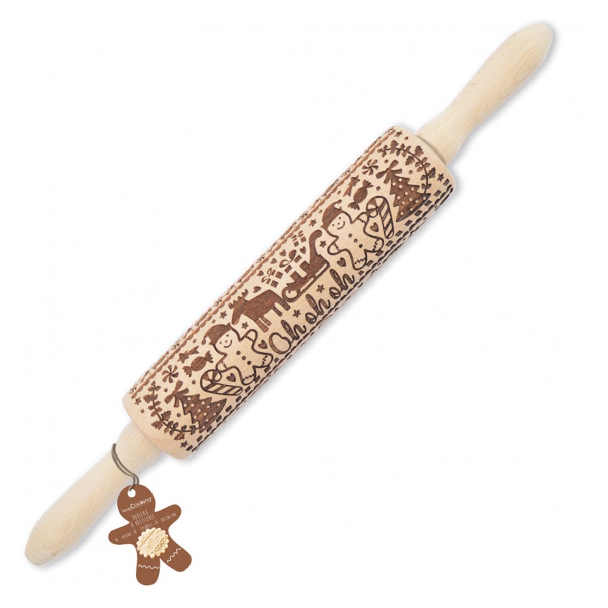 Scrapcooking Houten Deegroller met Reliëf Gingerbread