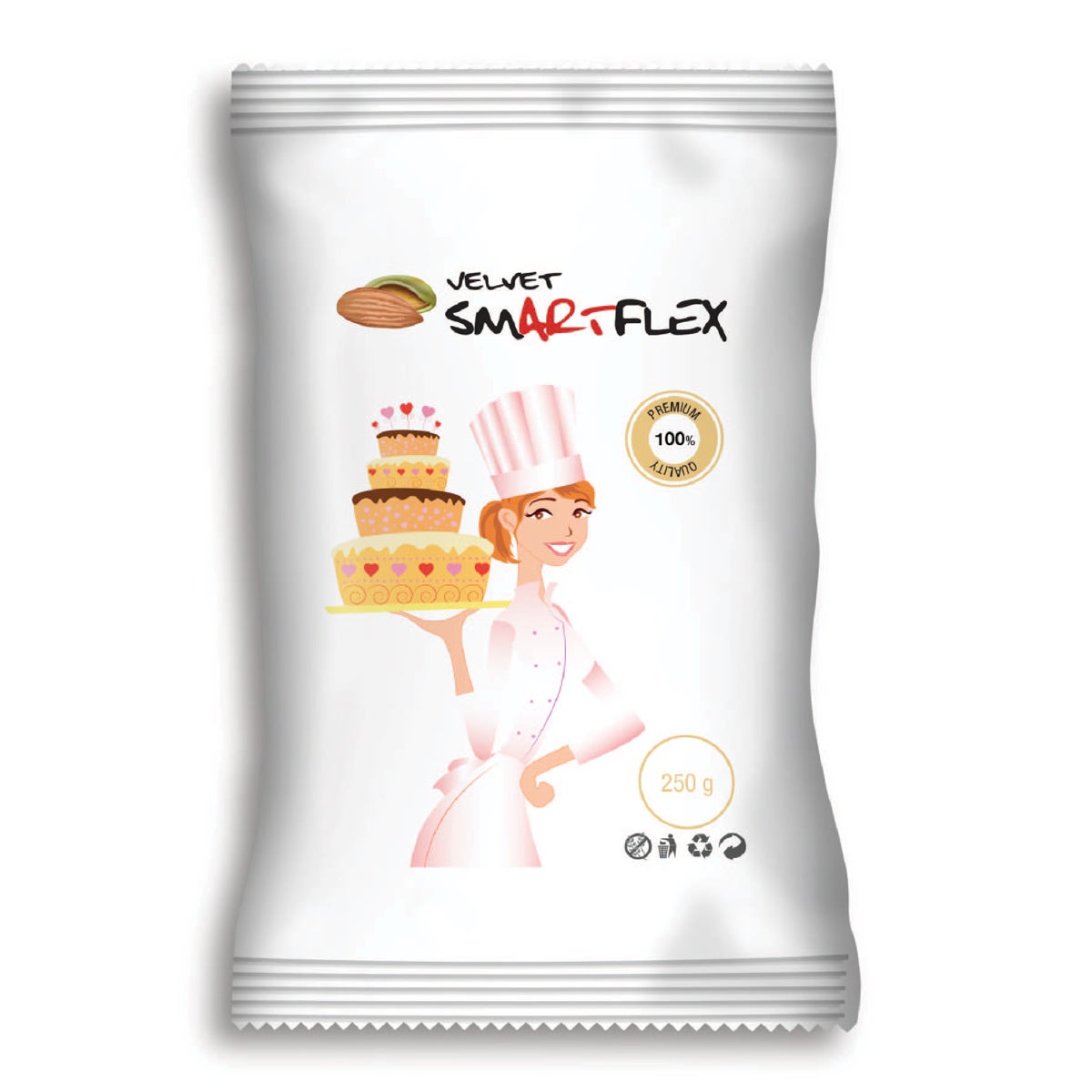 Smartflex Fondant Wit Velvet Amandel 250g