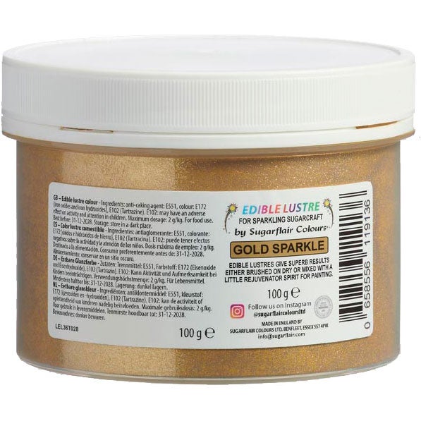 Sugarflair Eetbare Glanspoeder Sprankelend Goud 100g