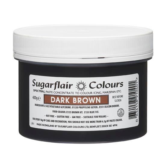 Sugarflair Eetbare Kleurstof Pasta Donkerbruin 400g