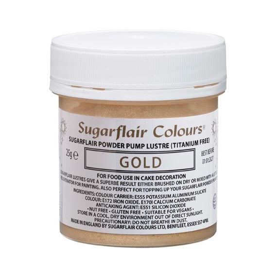 Sugarflair Pomp Spray Navulling Goud 25g