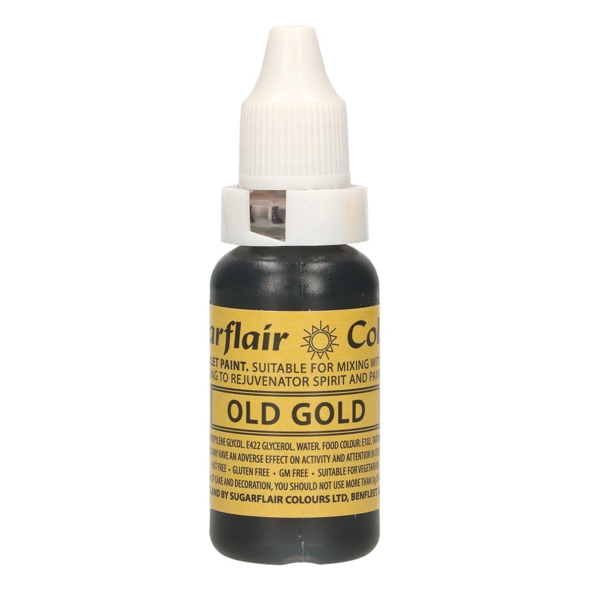 Sugarflair Eetbare Druppel Kleurstof Oud Goud 14ml