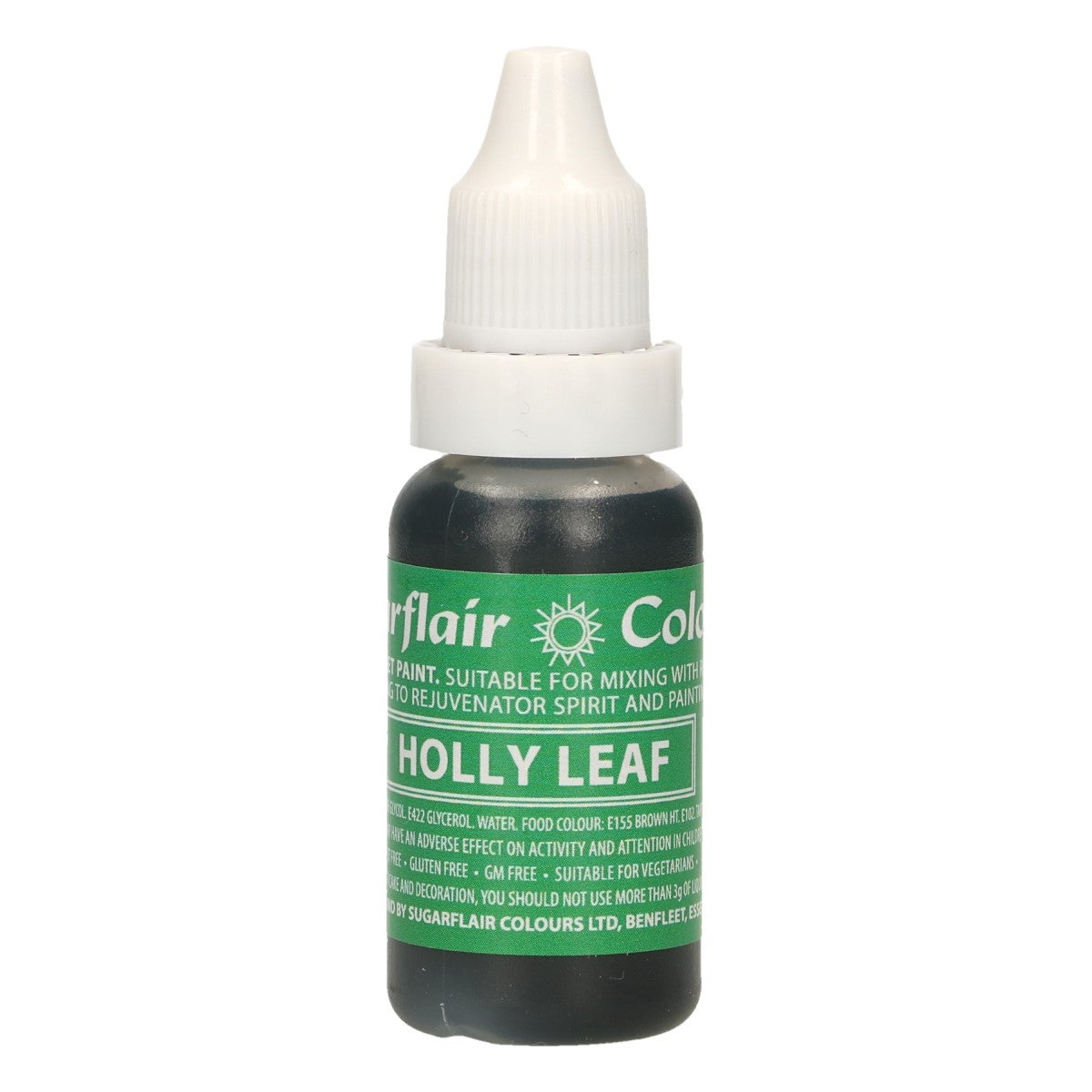 Sugarflair Eetbare Druppel Kleurstof Hulstblad Groen 14ml