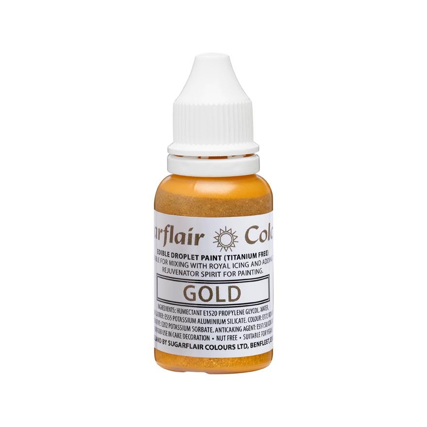 Sugarflair Eetbare Verf Goud 14ml