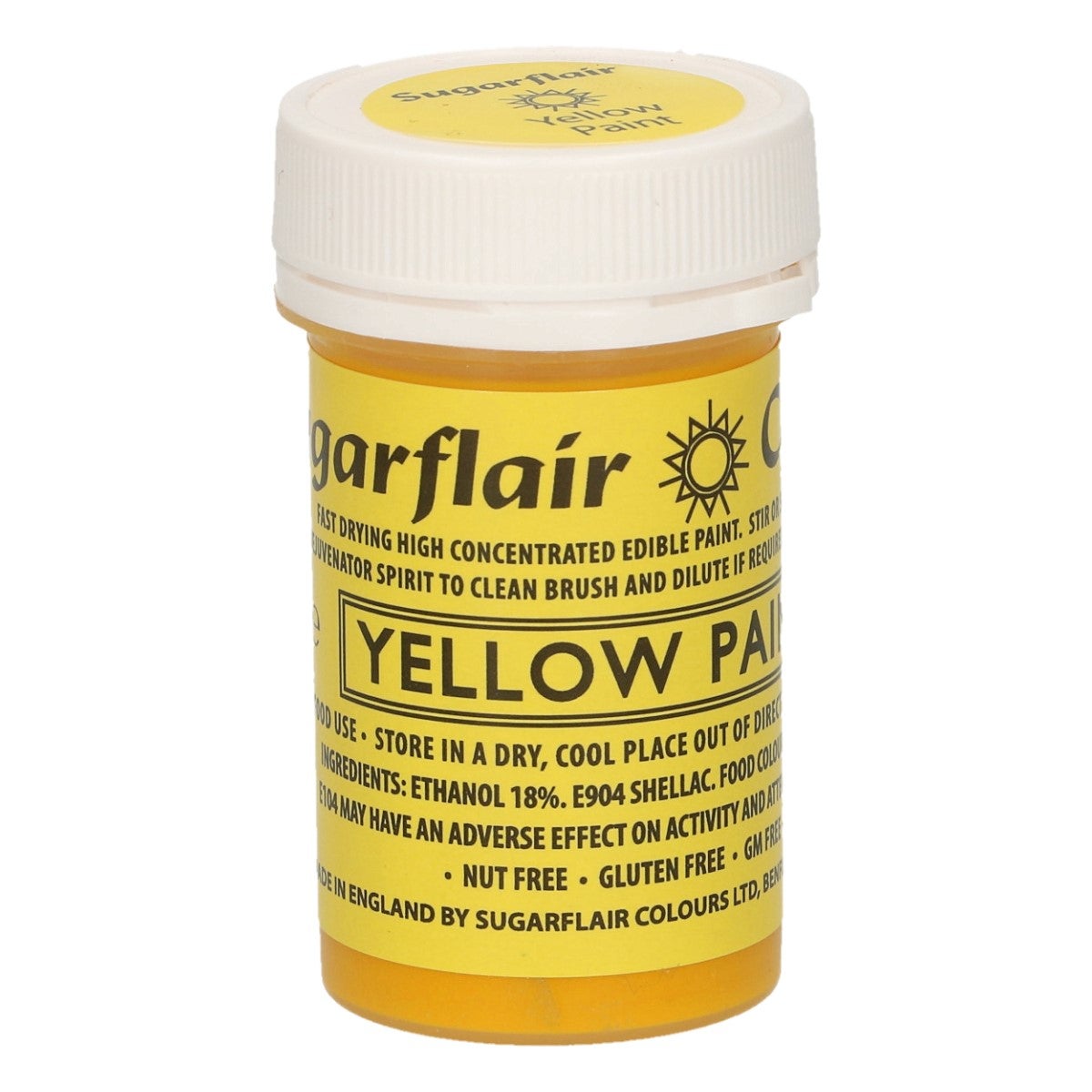 Sugarflair Eetbare Verf Mat Geel 20g