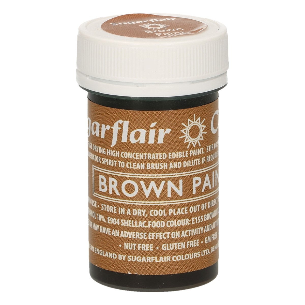 Sugarflair Eetbare Verf Mat Bruin 20g