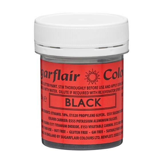 Sugarflair Eetbare Glitter Verf Zwart 35g