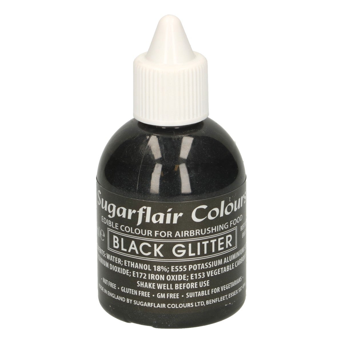 Sugarflair Airbrush Kleurstof Glitter Zwart 60ml