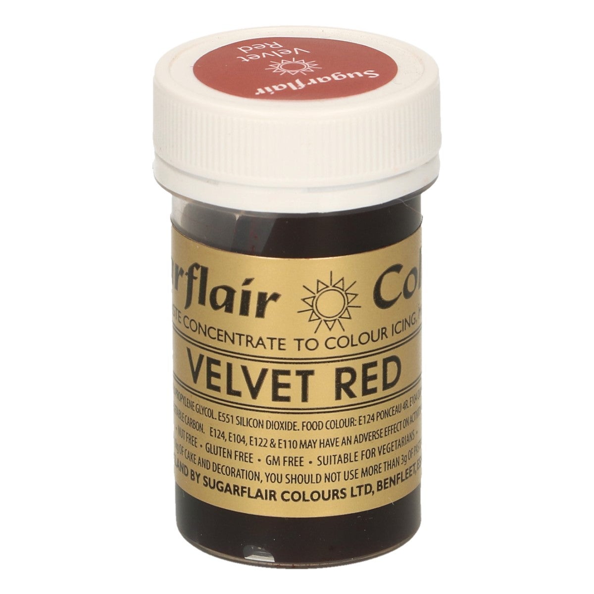 Sugarflair Eetbare Kleurstof Pasta Fluweel Rood 25g