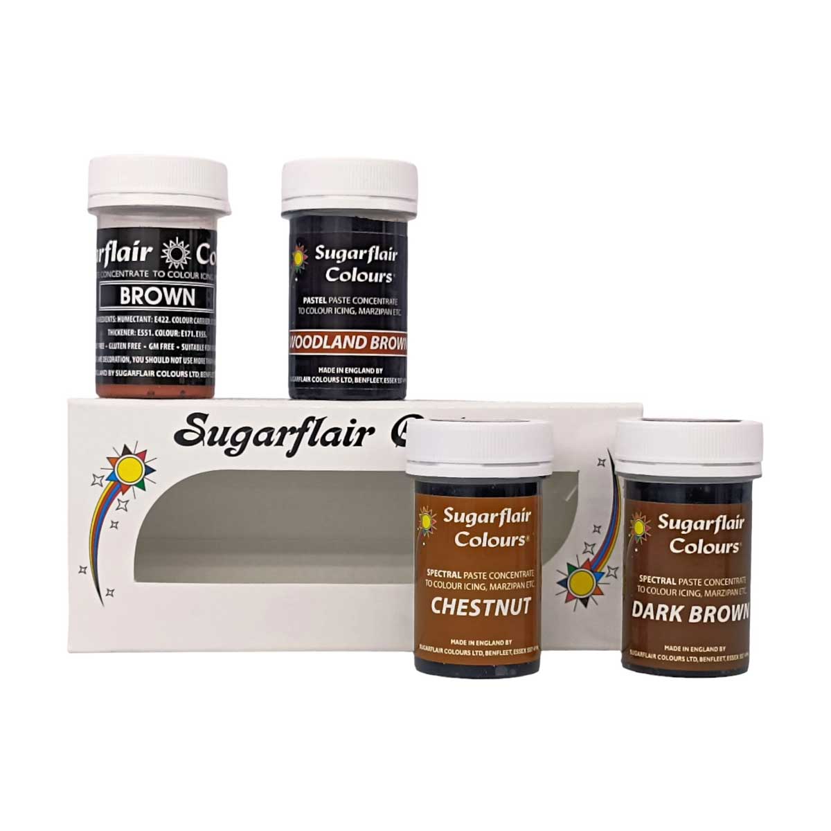 Sugarflair Paste Colour Mix Bruin Set/4