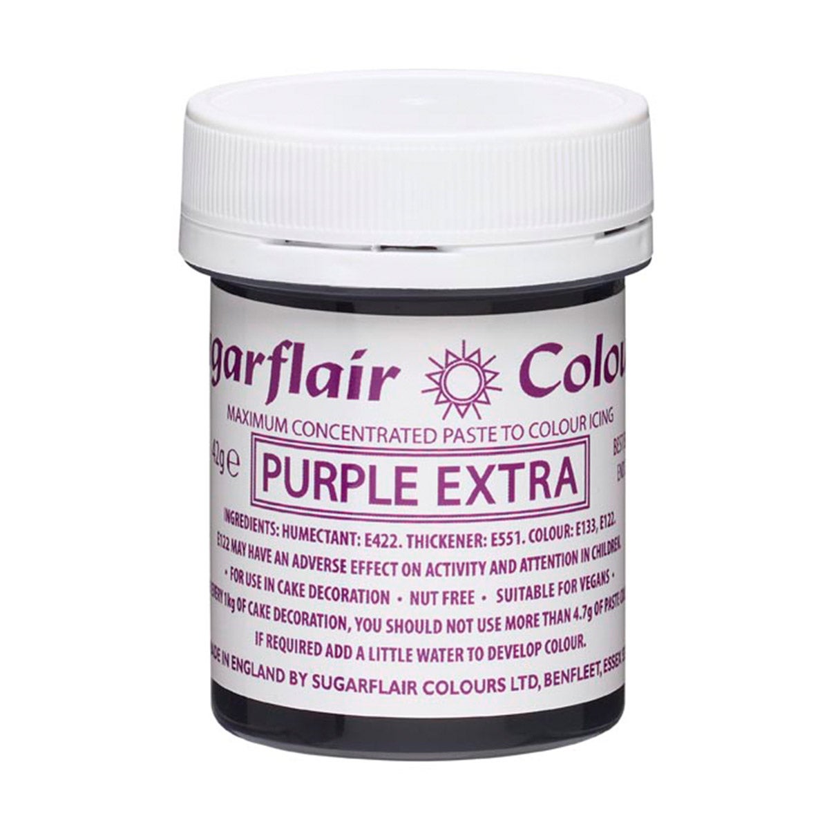 Sugarflair Geconcentreerde Eetbare Kleurstof Paars Extra 42g