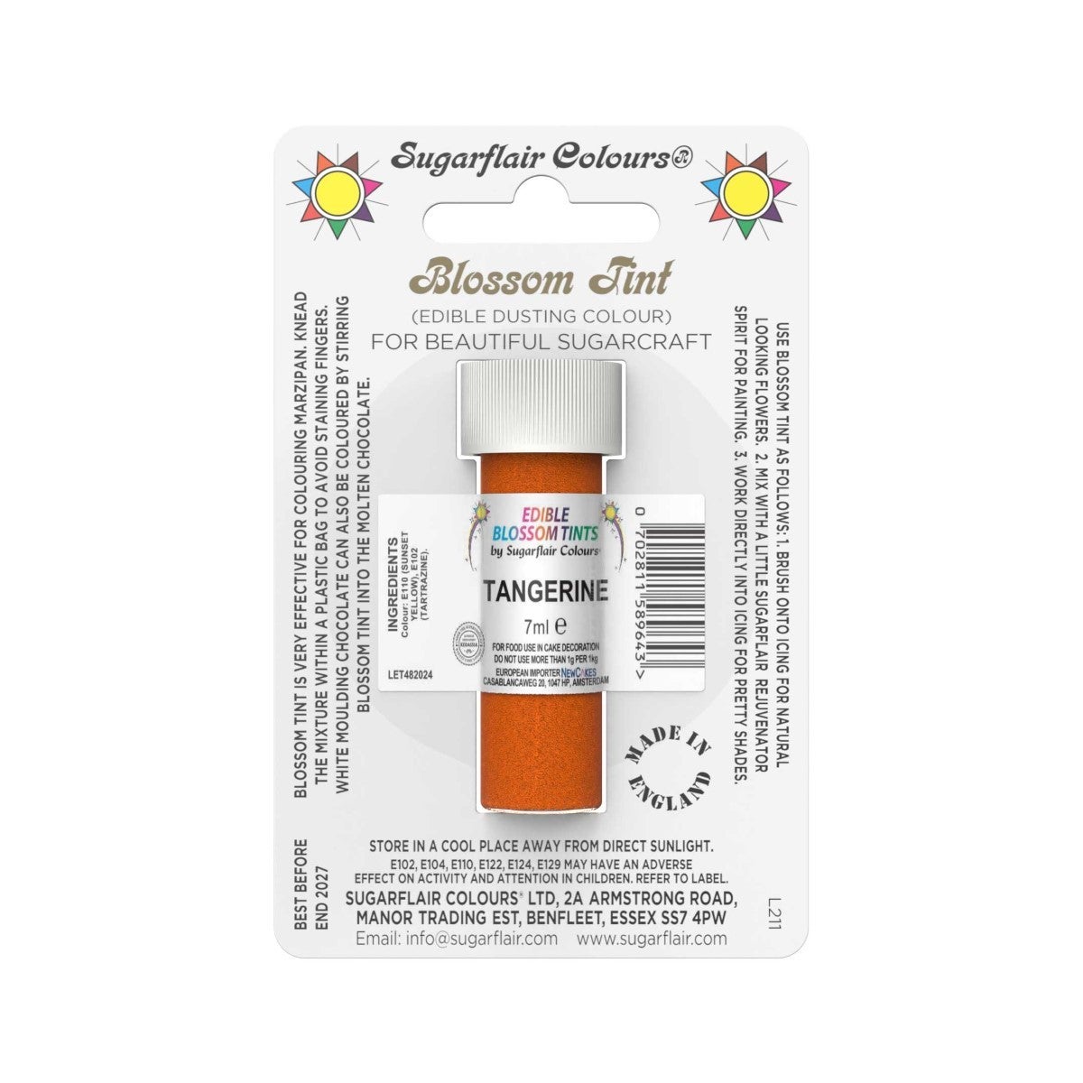 Sugarflair Eetbare Kleurpoeder Mandarijnoranje 7ml