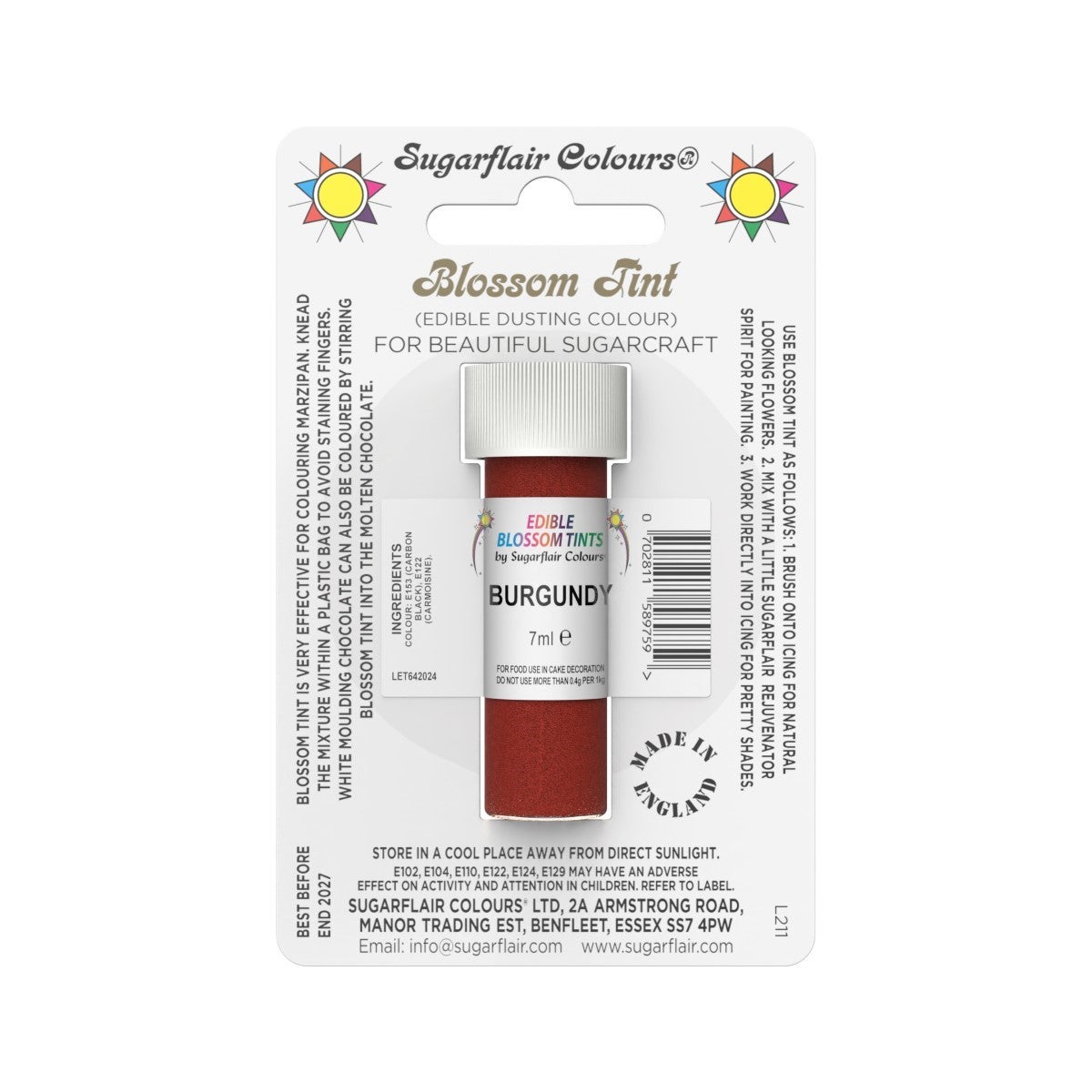 Sugarflair Eetbare Kleurpoeder Bordeaux Rood 7ml