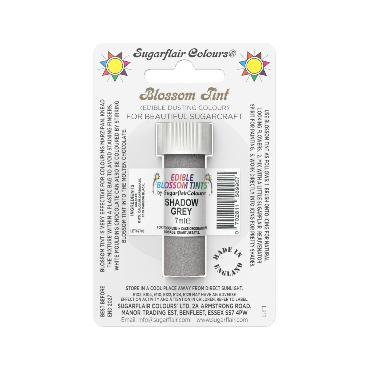 Sugarflair Eetbare Kleurpoeder Schaduwgrijs 7ml