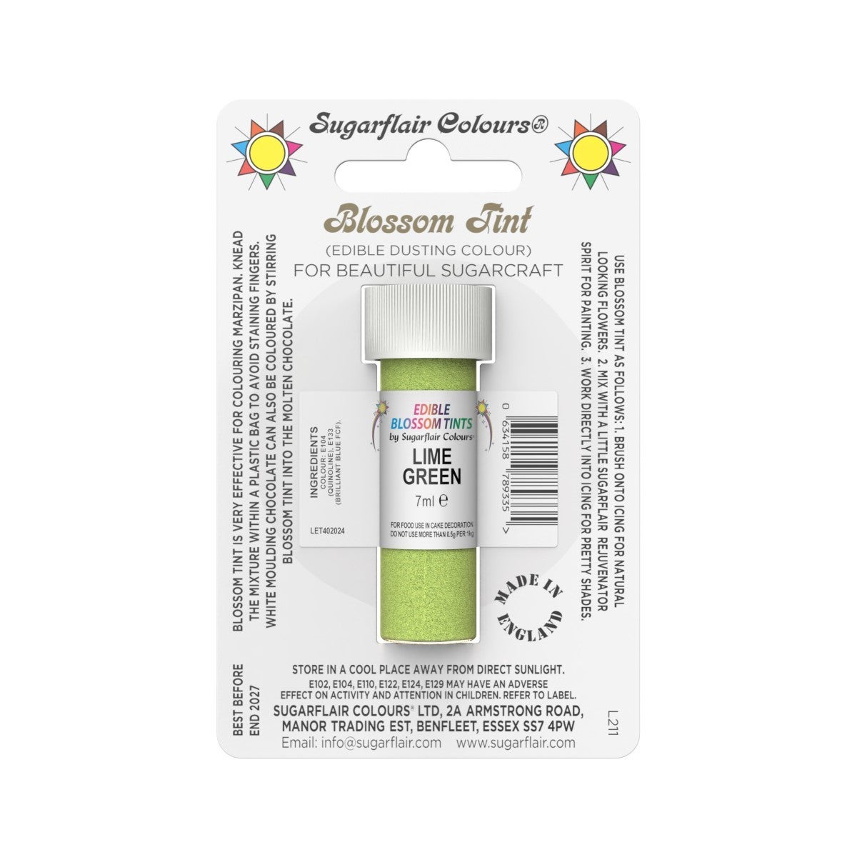 Sugarflair Eetbare Kleurpoeder Limoengroen 7ml