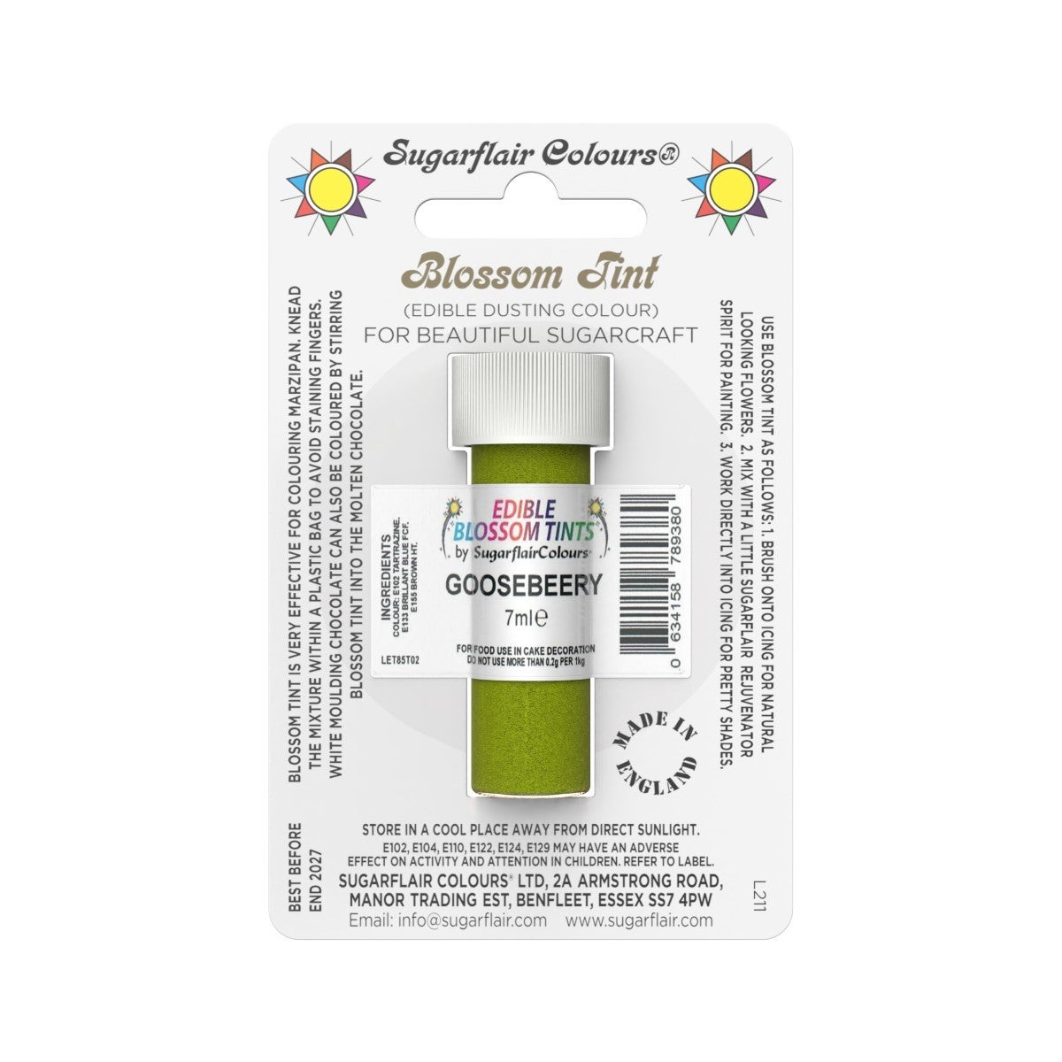 Sugarflair Eetbare Kleurpoeder Kruisbesgroen 7ml