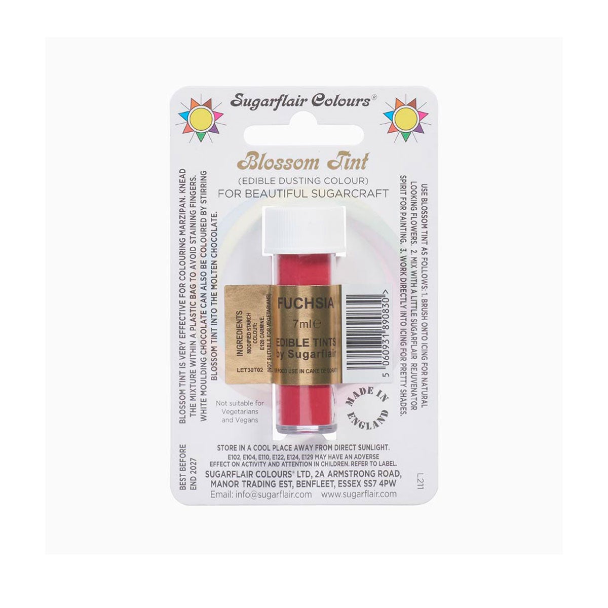 Sugarflair Eetbare Kleurpoeder Roze Fuchsia 7ml