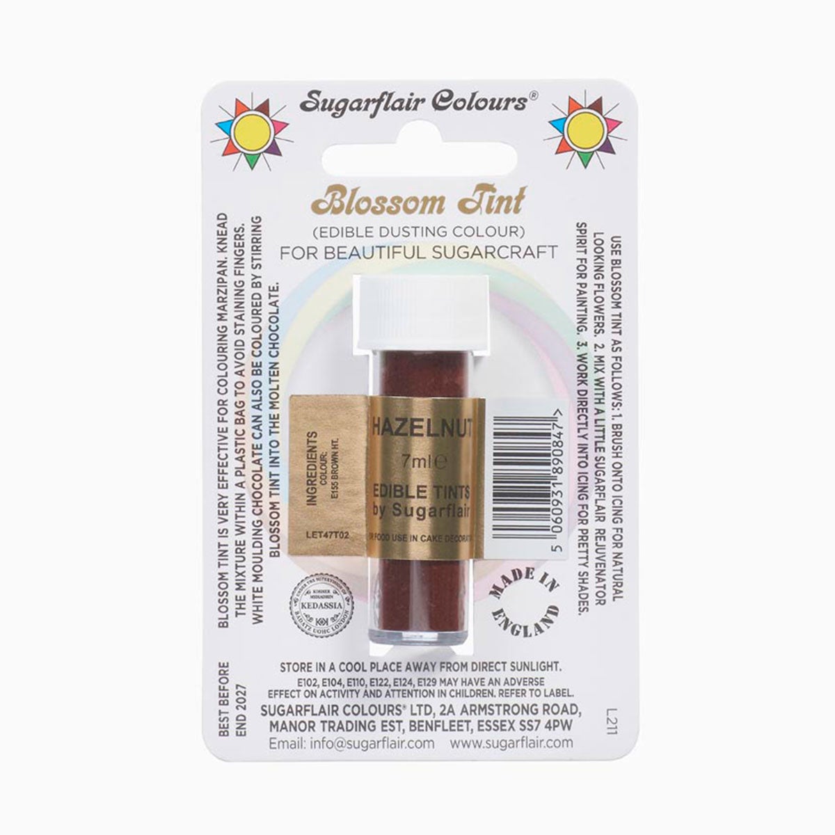 Sugarflair Eetbare Kleurpoeder Bruin Hazelnoot 7ml