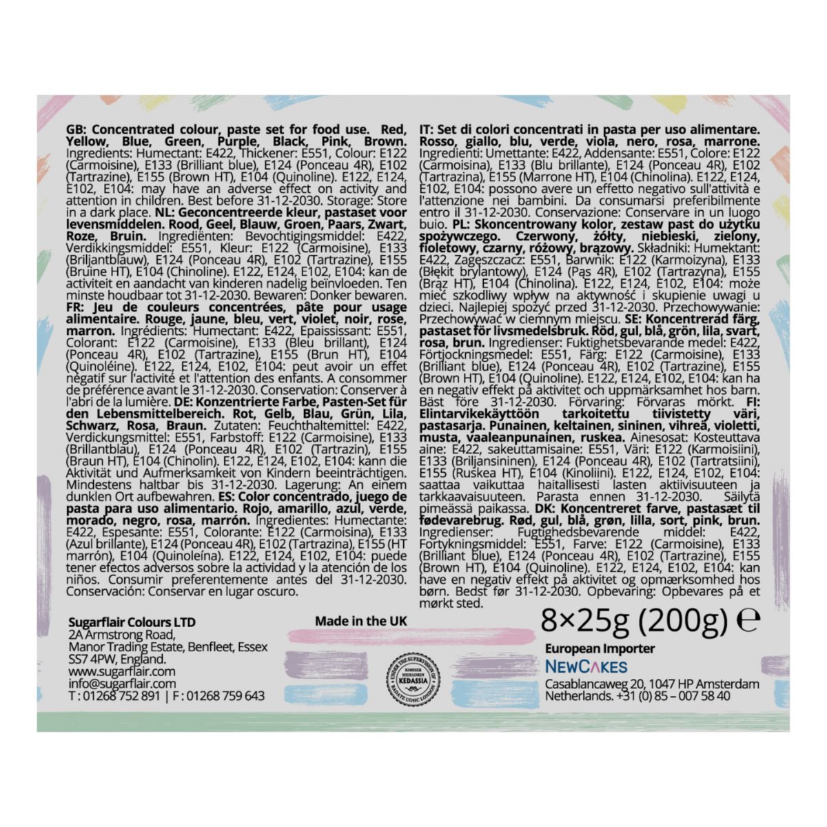 Sugarflair Paste Colour Mixed Essentials Set 8x25g