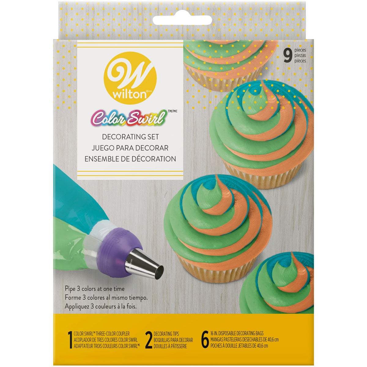 Wilton ColorSwirl Driekleurige Toef Decoratie Set/9