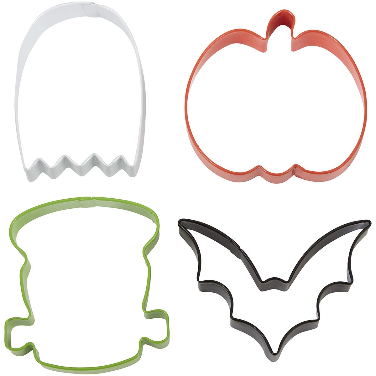 Wilton Koekjesuitsteker Vleermuis/Pompoen/Spook/Frankenstein set/4