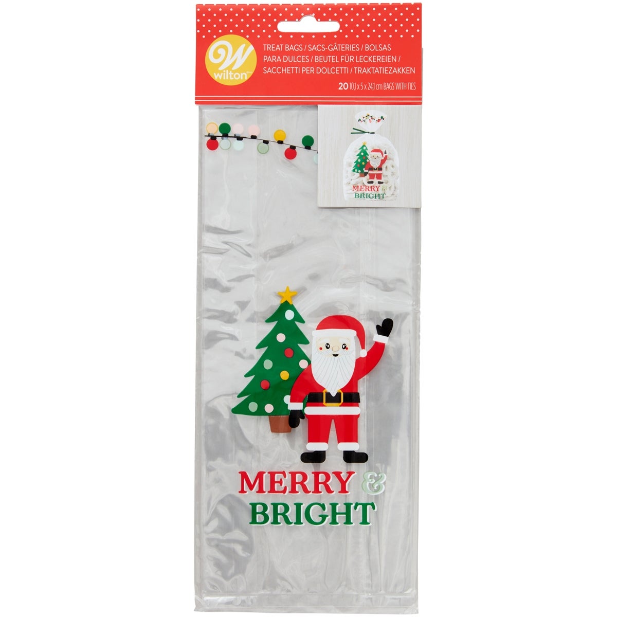 Wilton Traktatiezakjes Kerstman Merry & Bright pk/20