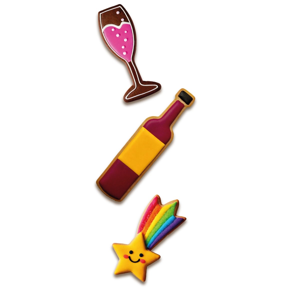 Wilton Koekjesuitsteker Wijnfles - Glas - Vallende Ster set/3