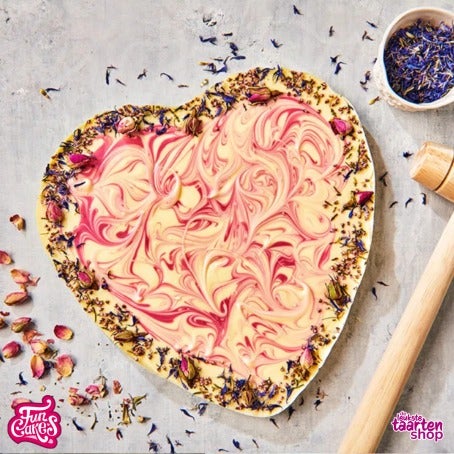 Chocolade Hart met Eetbare Bloemen