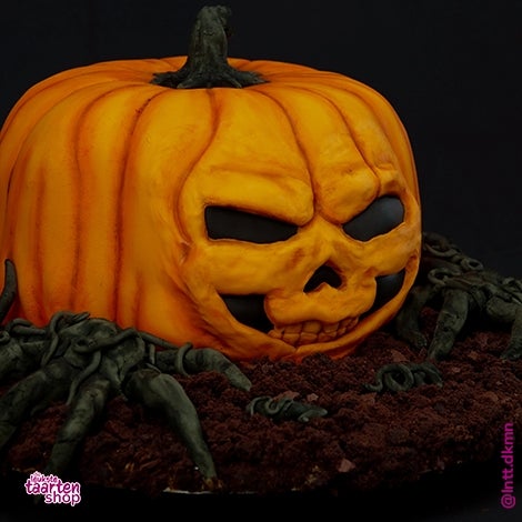 Griezelige Halloween Pompoentaart